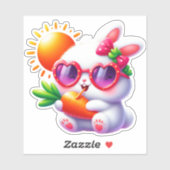 Sticker Lapin mignon avec soleil (Feuille)