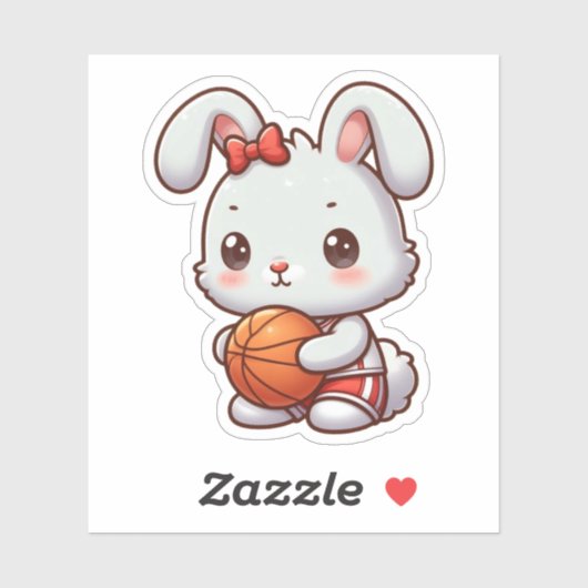 Sticker lapin mignon, lapin, basket (Feuille)