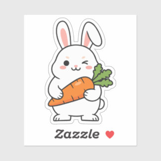 Sticker Lapin mignon tenant une carotte