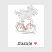 Sticker Lapin Mignonne Sur Vélo _ Cyclisme _ Vélo & G (Feuille)