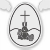 Sticker Lapin noir unique dans l'oeuf (Devant)
