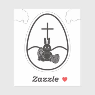 Sticker Lapin noir unique dans l'oeuf