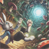 Sticker Lapin Panique Tombant Dans Le Trou Du Lapin (Devant)