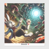 Sticker Lapin Panique Tombant Dans Le Trou Du Lapin (Feuille)