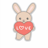 Sticker Lapin Pour La Saint Valentin Beaux Animaux Avec Co (Devant)