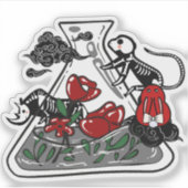 Sticker Lapin rouge et pot d'alchimie squelettique (Devant)