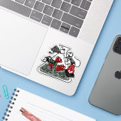 Sticker Lapin rouge et pot d'alchimie squelettique (Ordinateur portable avec iPhone)
