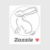 Sticker lapin simple bunny outline noir moderne simple (Feuille)