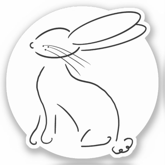 Sticker lapin simple bunny outline noir moderne simple (Recto)