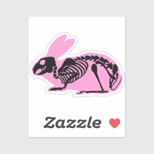 Sticker Lapin squelette rose (Feuille)