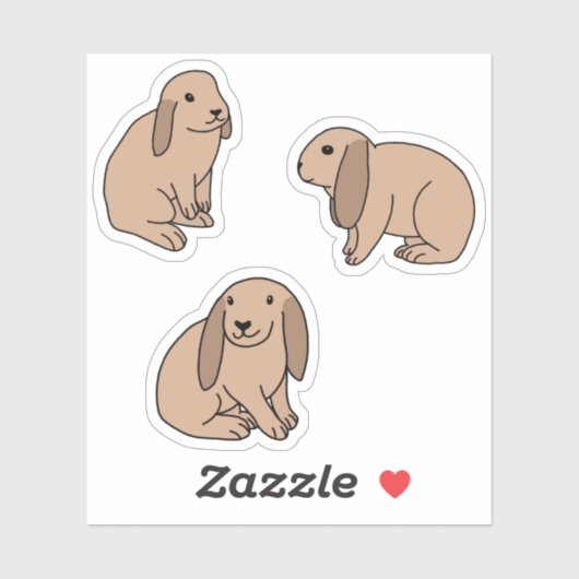 Sticker lapins à oreilles de disquette (Feuille)