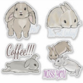 Sticker Lapins avec collection de texte  (Devant)