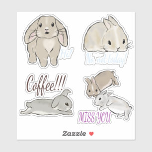 Sticker Lapins avec collection de texte 