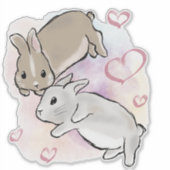 Sticker Lapins câlins aquarelle (Devant)