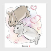 Sticker Lapins câlins aquarelle (Feuille)