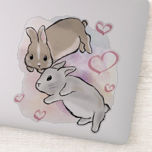 Sticker Lapins câlins aquarelle (Détail)