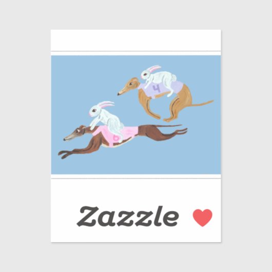 Sticker Lapins chevauchant des Greyhounds (Feuille)