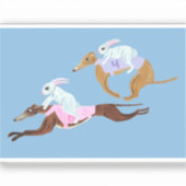 Sticker Lapins chevauchant des Greyhounds (Recto)