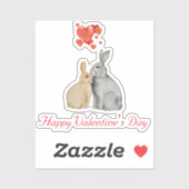 Sticker lapins d'aquarelle Heureuse Sainte-Valentin (Feuille)