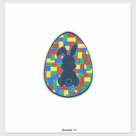 Sticker Lapins de Pâques en briques de construction Garçon (Feuille)