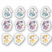 Sticker Lapins De Pâques En Jolies Robes (Devant)