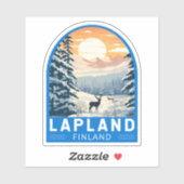 Sticker Lapland Finlande Travel Art Vintage (Feuille)