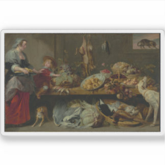 Sticker Larder Still Life avec Housekeeper et Young Boy