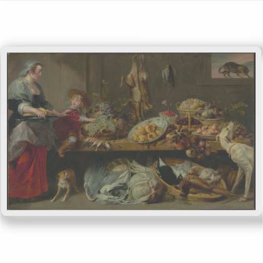 Sticker Larder Still Life avec Housekeeper et Young Boy (Devant)