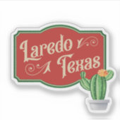 Sticker Laredo, Texas Avec Cactus À Poires (Devant)