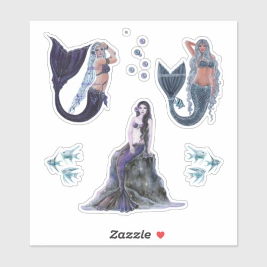 Sticker L'art de la sirène noire par Renee Lavoie (Feuille)