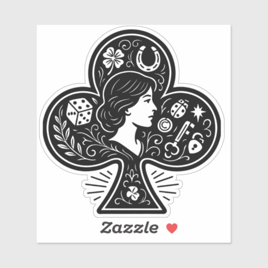 Sticker L'As des Clubs — Lady Luck Cameo (Feuille)