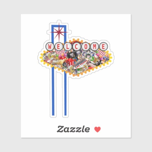 Sticker Las Vegas Affiche de bienvenue - Gamblers Delight (Feuille)