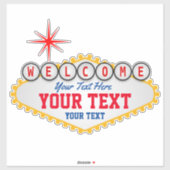 Sticker Las Vegas Affiche de bienvenue Votre texte (Feuille)