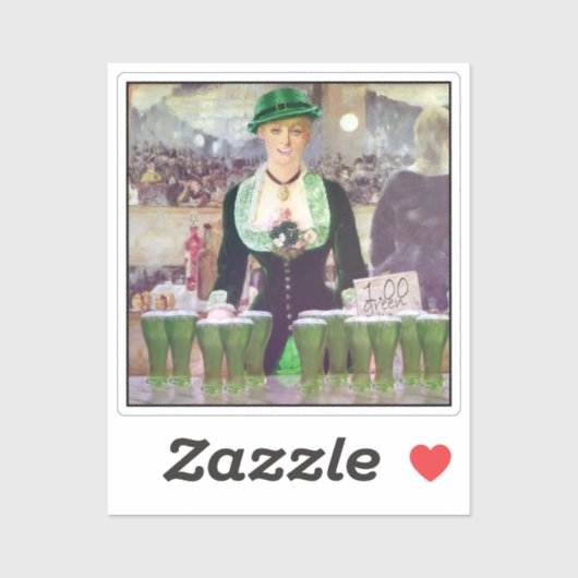 Sticker Lass Bartender St. Patrick's Day (Feuille)