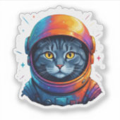 Sticker L'astronaute Cat Space Amusant Amoureux des chats (Devant)