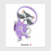 Sticker L'astronaute de l'espace Racoon vole dans l'espace (Feuille)