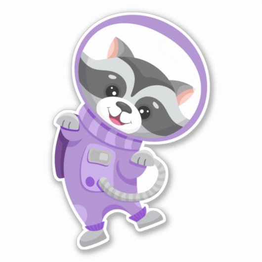 Sticker L'astronaute de l'espace Racoon vole dans l'espace (Devant)