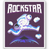 Sticker L'astronaute Rockstar jouant de la guitare dans un (Devant)