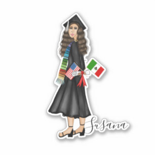 Sticker Latina avec drapeaux et diplôme