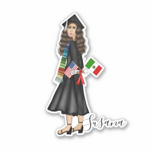 Sticker Latina avec drapeaux et diplôme (Devant)