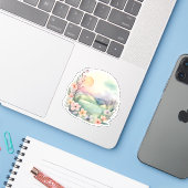 Sticker L'aube en fleurs (Ordinateur portable avec iPhone)