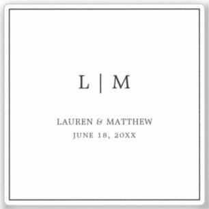 Sticker Lauren Noir et Blanc Monogramme Mariage élégant