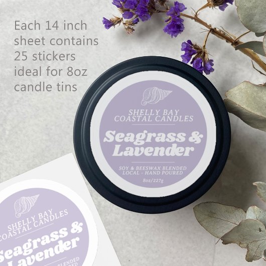 Sticker Lavande de bougie lavande violette feuille étiquet