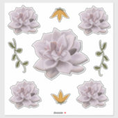 Sticker Lavande souple Echeveria succulent tiré à la main (Feuille)