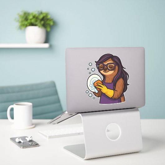 Sticker Lave-vaisselle SlothMint (Ordinateur portable sur le bureau)