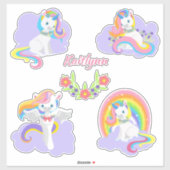 Sticker Lavender rose blanc unicorne Contour (Feuille)