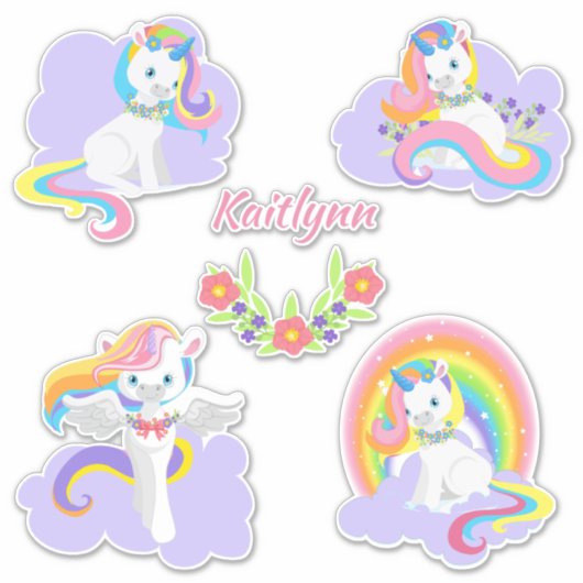 Sticker Lavender rose blanc unicorne Contour (Devant)