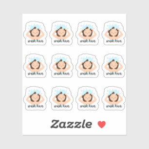 Sticker Laver les cheveux Routine rappel mignon fille Bujo
