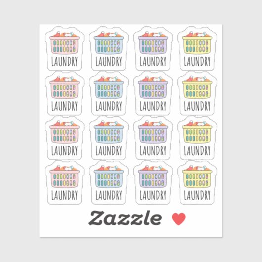 Sticker Laverie Jour Lessive Panier Nettoyage des tâches P (Feuille)