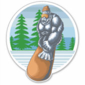 Sticker Le Bigfoot Snowboard Sur Les Pistes (Devant)